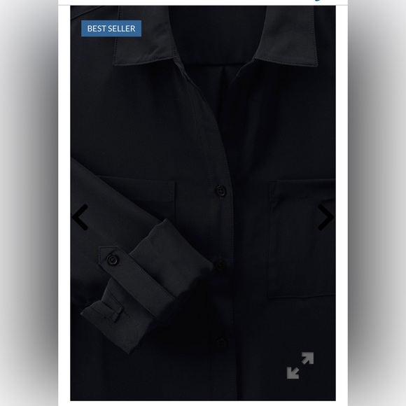 Women's Rolled Sleeve Soft Blouse- black - Picture 2 of 7